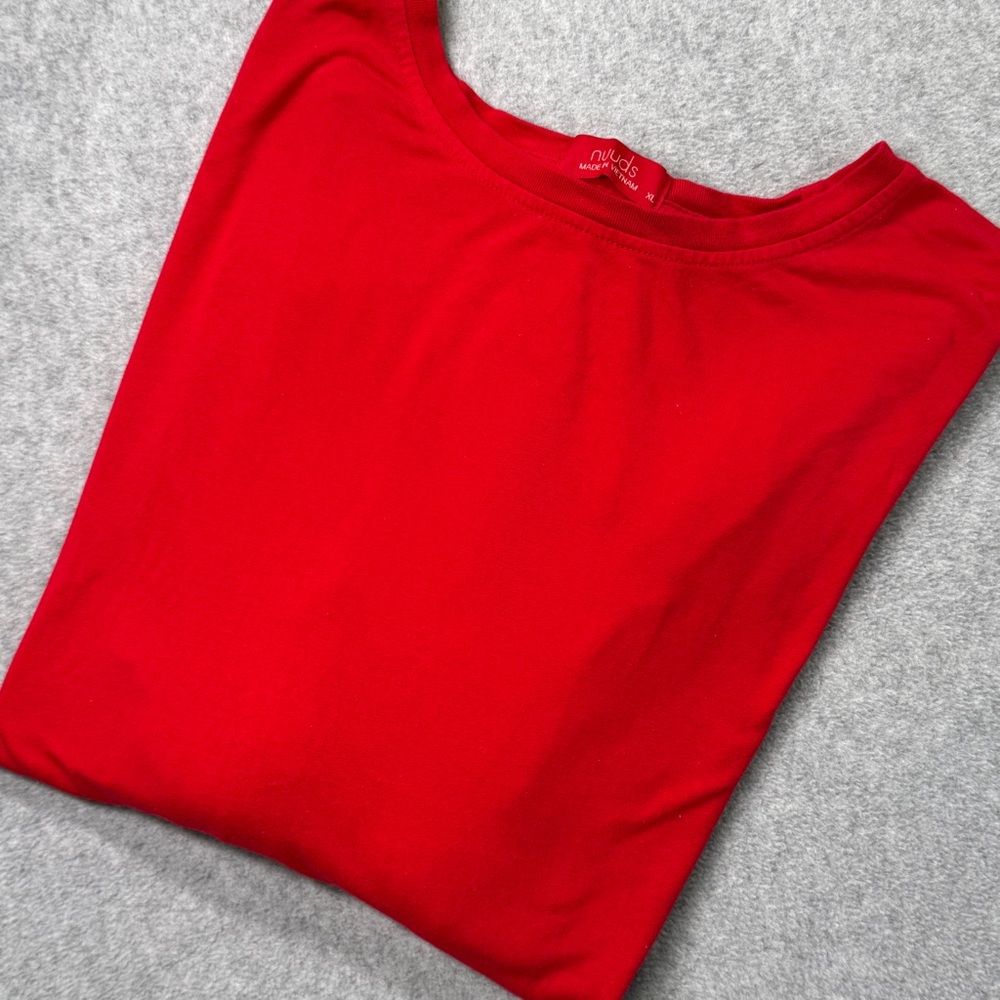 Nuuds Women’s‎ Long Sleeve Crew Neck Top Red Size XL Soft Casual Basic